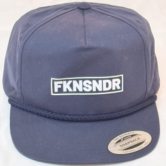 FKNSNDR 5 Panel Blue Rope Snapback Hat Navy Blue Yupoong Ski Snowboard Sender - Picture 1 of 4